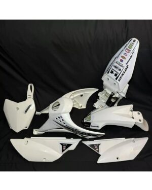 White Kawasaki Plastic Kit for Kawasaki: KLX110 (2010-2021), KLX110L KLX110R RL