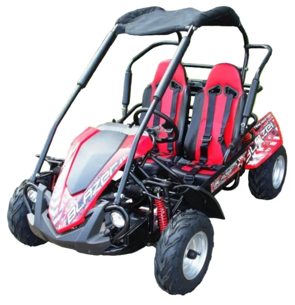 Trailmaster Blazer 200R Go Kart Youth Go Kart. Ages 10 and up, Mid size Kids cart, Body Kit with reverse.