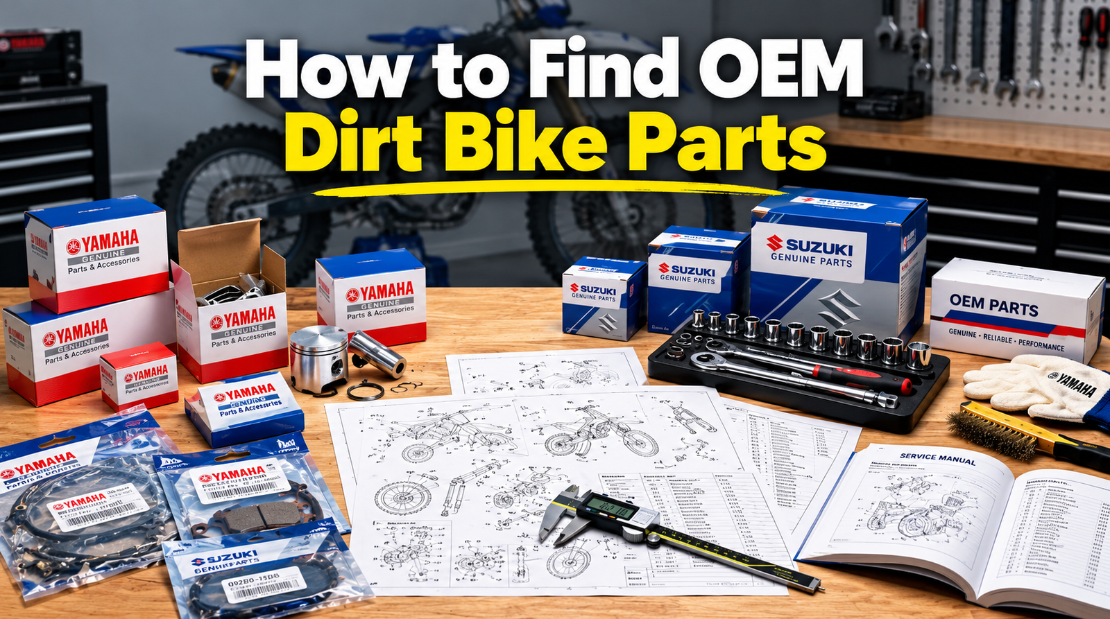 create me a featured image for a blog post on How to find oem dirt bike parts